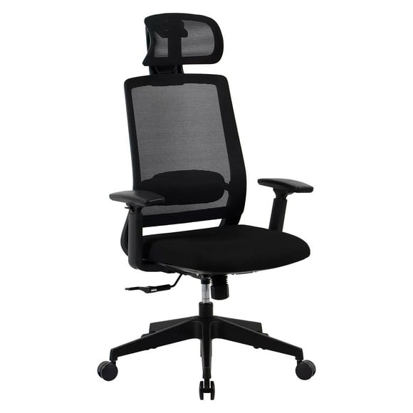 Silla De Escritorio Ades Negro Sop Lumbar Ajust C/cabecero Oficina Ofix