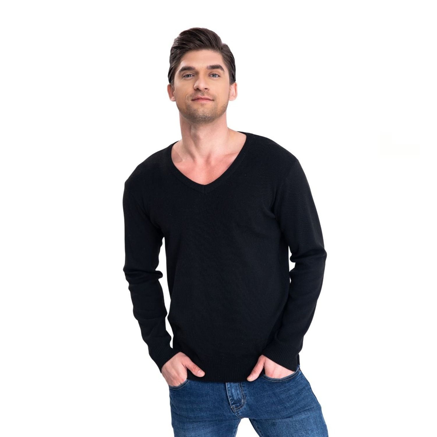 Likeshop - Sweater Tejido Hilo Hombre Cuello V Colores 151