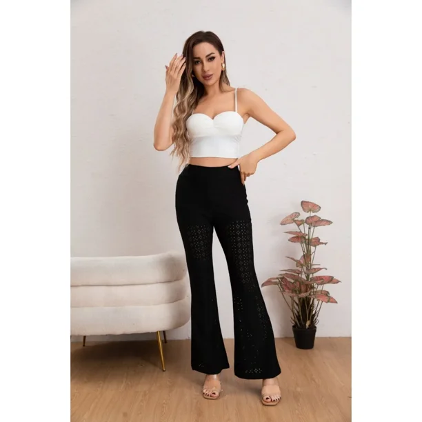 Pantalón Flare Playero Mujer Broderie Juvenil Verano 5007
