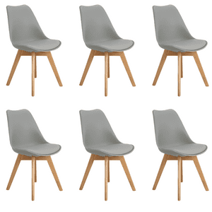 Javimate - Pack 6 Sillas De Comedor Tulip Acolchada Gris