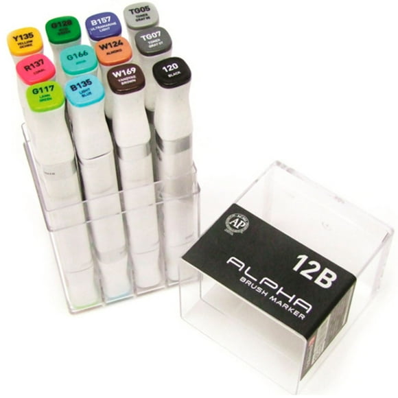 Plumones Punta Pincel Alpha Brush Basicos B Set 12 Colores