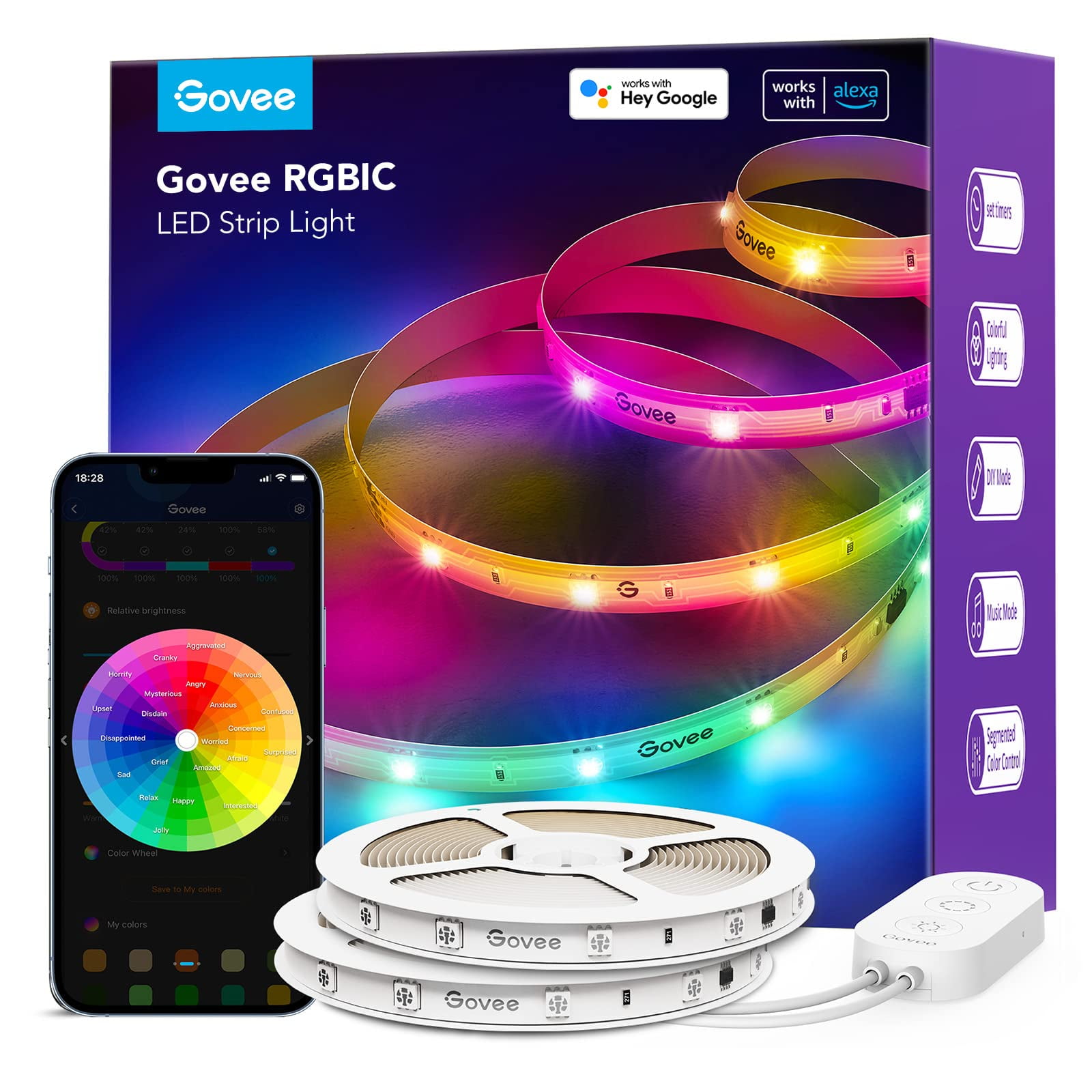 Tira De Luces Led Govee Smart Rgbic De 20 M Con Alexa Y Google