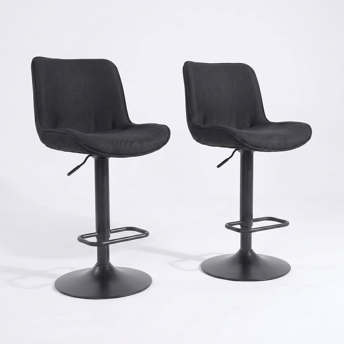 Pack 2 Sillas Piso Bar Taburete Altura Regulable Dorik Venhoouse Negra