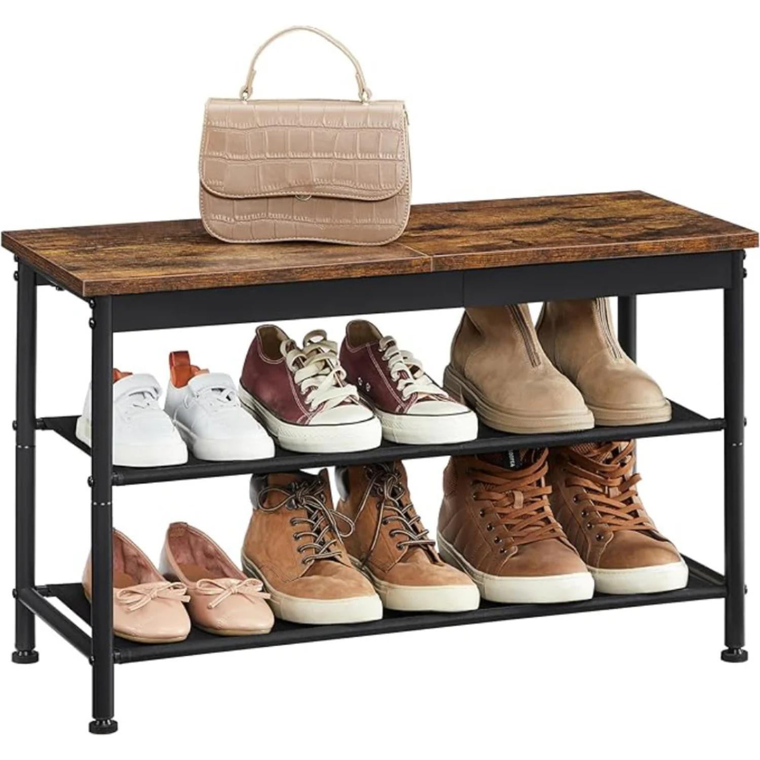 Pandalino - Mueble Zapatero Adena | Banco 3 Niveles Con Diseño Industrial Cafe