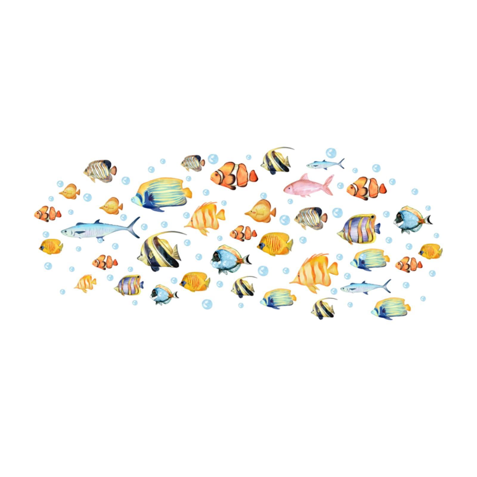 Magideal - Pegatinas De Pared Para Baño, Fáciles De Aplicar, Decoración Artística De Peces Pequeños, Papel Tapiz Impermeable, Pegatinas De Pared Para Oficina, Ho