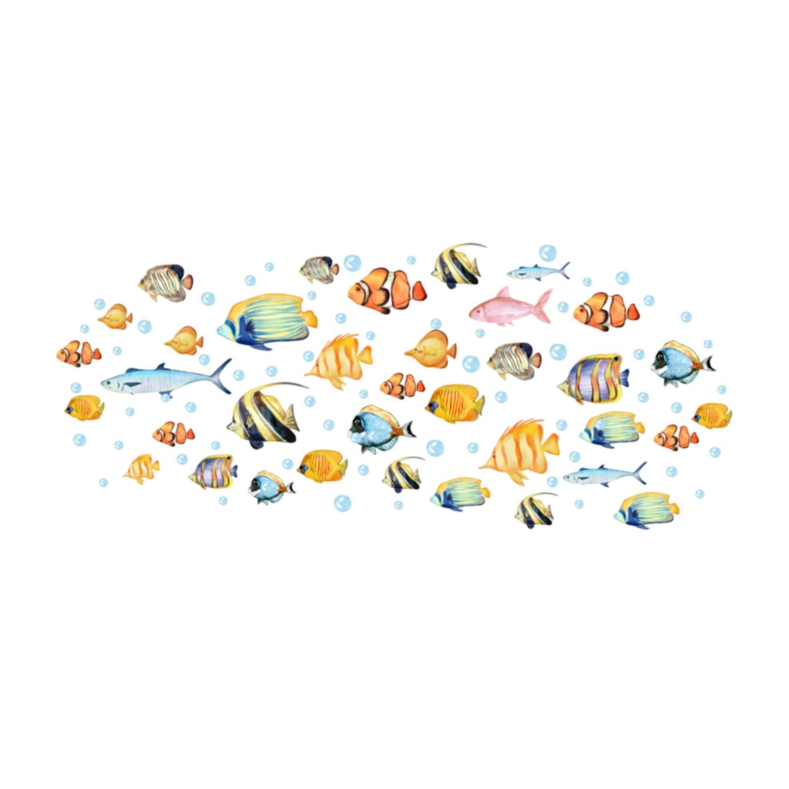 Magideal - Pegatinas De Pared Para Baño, Fáciles De Aplicar, Decoración Artística De Peces Pequeños, Papel Tapiz Impermeable, Pegatinas De Pared Para Oficina, Ho