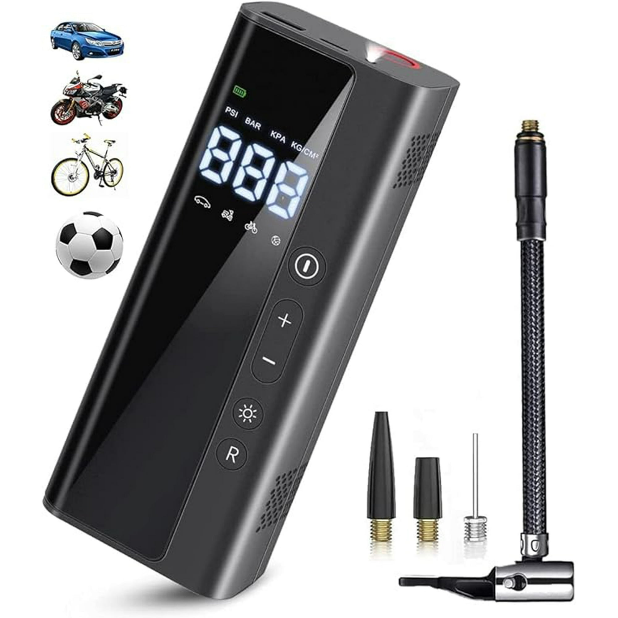 Veat00l - Inflador De Llantas Portátil,150 Psi Bomba De Aire Portátil De Lcd, Bomba De Aire Inalámbrica Portátil De 60 W, Bomba De Neumáticos De Coche De 12 V, Para Coche, Motocicleta Y Bicicleta