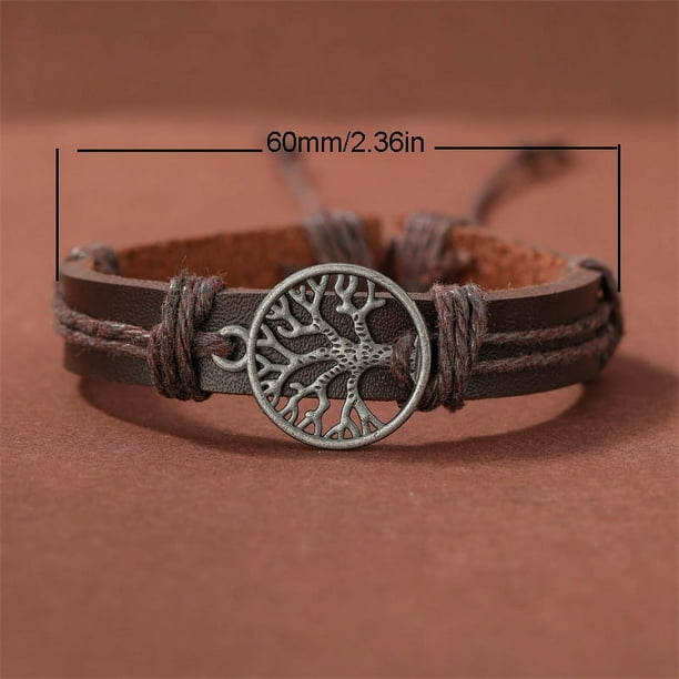 4pcs/Set Braided Wrap Leather Bracelets For Men - Vintage, Life Tree, Rudder Charm, Wood Beads Wrist Black Brown