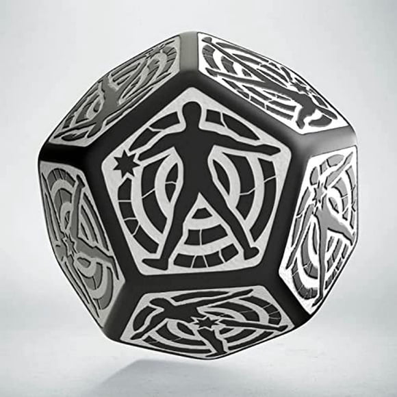 Dice Q-Workshop D12 Hit Location, negro y blanco, extra grande