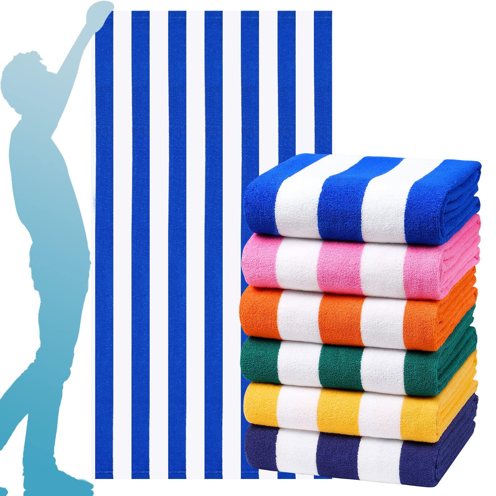 Toalla De Playa Genovega De Gran Tamaño, 183 X 102 Cm, A Rayas, Juego De 6