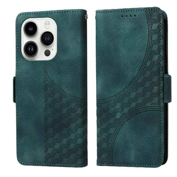 Carcasa FOXDOCK iPhone 14 Pro de cuero PU, diseño acolchado clásico, protección contra caídas y rayones