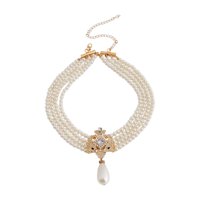 Ioensy - Exquisito Collar Gargantilla Cadena Corta Declaración Elegante Para Banquete De Boda