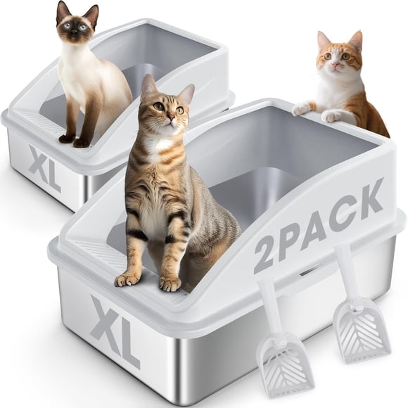 Caja de arena de acero inoxidable AIPERRO XL cerrada, paquete de 2