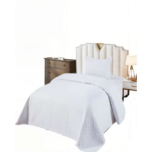 Genérico - Cubrecama De Verano Unicolor Con Pompon King Color Blanco