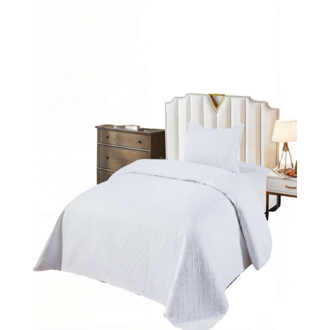 Genérico - Cubrecama De Verano Unicolor Con Pompon 2P Color Blanco