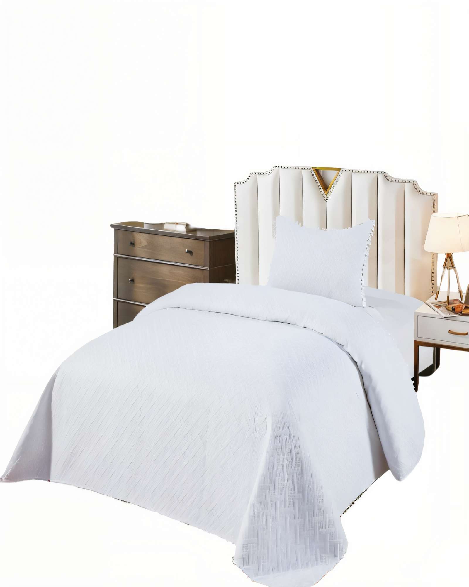 Genérico - Cubrecama De Verano Unicolor Con Pompon 2P Color Blanco