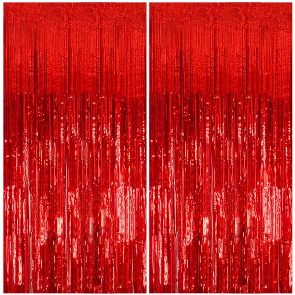 Telón de fondo de cortina de aluminio K.E.J., rojo metalizado, paquete de 2