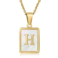 Collar Heshpaws Shell Initial A-Z Letra Capital Chapado En Oro Amarillo Acero Inoxidable Cadena Cable 18 In