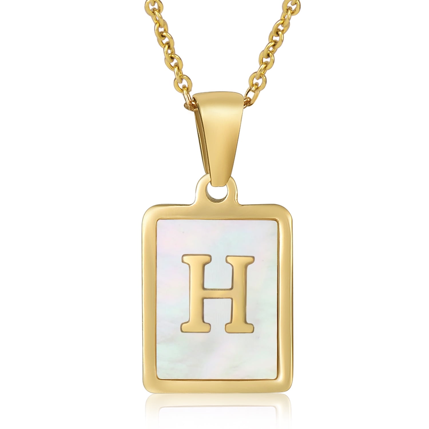 Collar Heshpaws Shell Initial A-z Letra Capital Chapado En Oro Amarillo Acero Inoxidable Cadena Cable 18 In