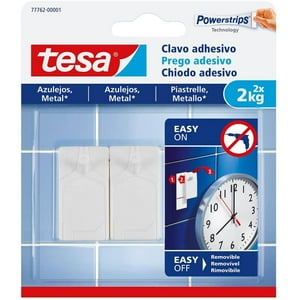 Clavos Adhesivos Powerstrips Azulejos / Vidrio / Metal 2Kg 2 Un. Removibles - Tesa