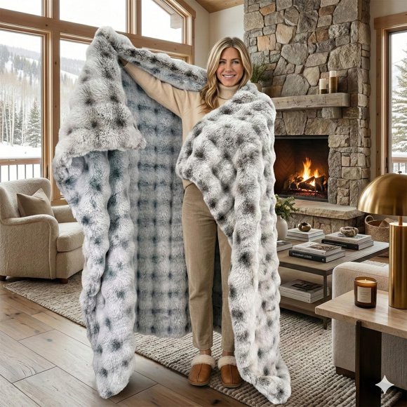 Manta Fruaros 152 × 203 cm de Peluche Sintético con Textura de Burbujas Ultra Suave