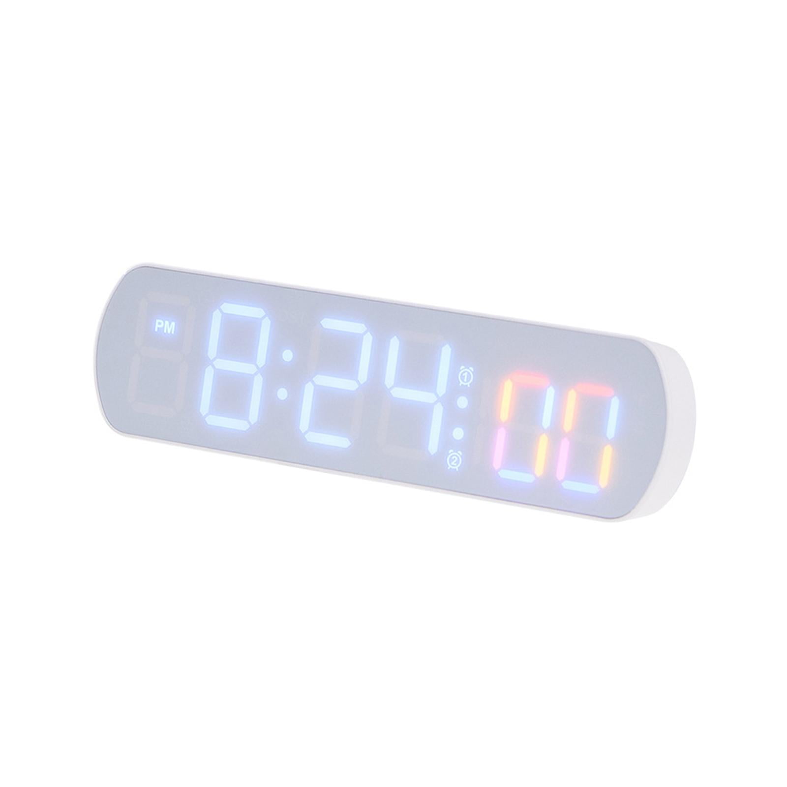 Magideal - Reloj De Escritorio, Reloj De Escritorio Electrónico, Pantalla Led, Reloj De Pared Digital Silencioso, Reloj Led, Para Decoración Interior De Cabecera Blanco Y Azul