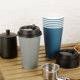 thumbnail image 3 of Tazas de café LITOPAK de papel de 16 onzas, paquete de 100 con tapas, azul/gris, 3 of 7