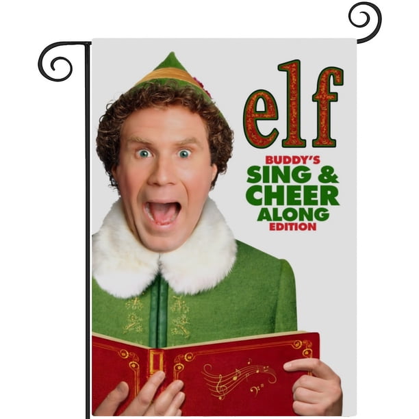 Elf: El Cantar de Buddy-bandera de jardín temática. Regalo perfecto para fans, amigos y familiares, ideal para actividades al aire libre y decoración de fiestas.28CM*45CM