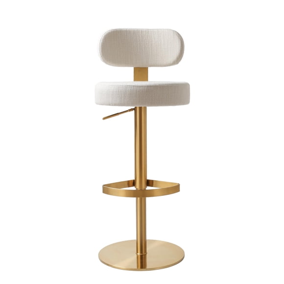Banco ajustable TOV Furniture Primrose de tela texturizada color crema
