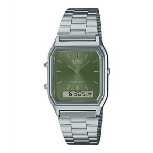 Reloj Casio Vintage, Analógico Digital, Esfera Verde, Doble Hora, Cuarzo, Modelo Aq-230A-3Amqy, Unisex