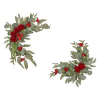 Magideal - 2 Unids Boda Flores Arreglo Floral Rosa Y Gypsophila Flor Artificial Swag Para Boda Cenador Decoración Ornamento Centro De , Flores Rojas 2