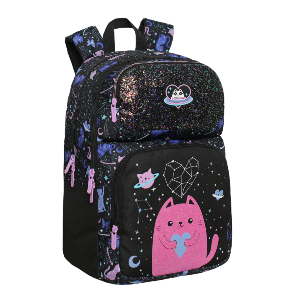 Mochila Infantil Niña Fantasy Space Cat Negro Head