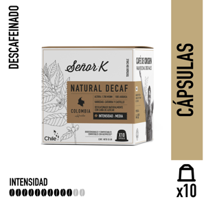 Café Señor K - Cápsulas Espresso Descafeinado Colombia Señor K 10 Unidades