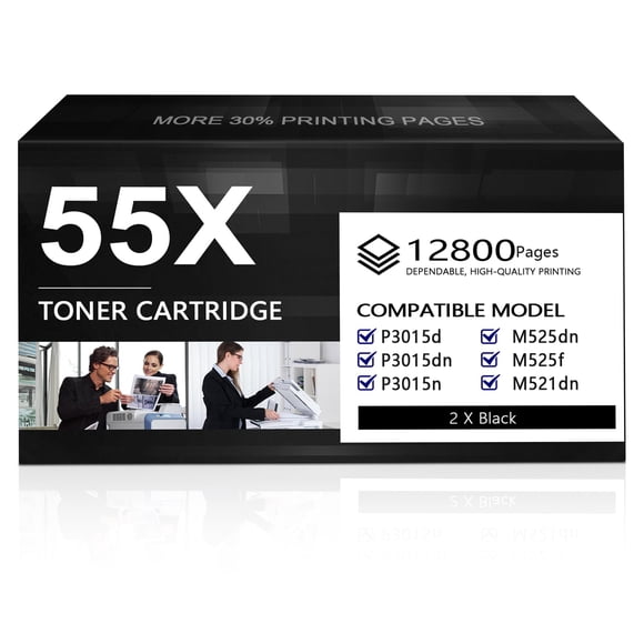 Cartucho de tóner VIGUSI 55X negro de alto rendimiento, paquete de 2