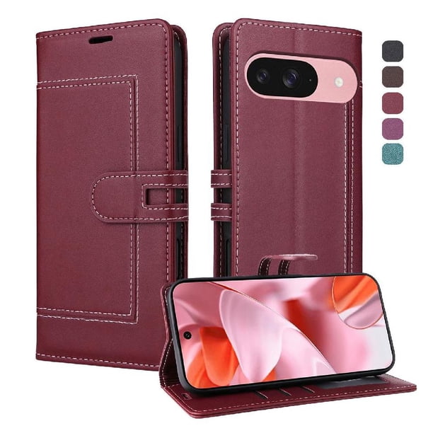 Premium Wallet Case for Google Pixel 10/10 Pro with Card Slots & Kickstand, Flip Cover Red