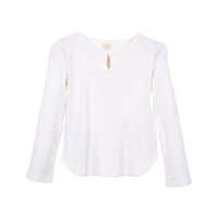 Pillin - Polera Niña Manga Larga Acanalada Detalle Cintas Crudo