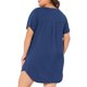 thumbnail image 4 of Agnes Orinda Camisón de Dormir para Mujer Talla Grande de Escuela Colegio Mangas Cortas Cuello en V Suave con Botones 1X Azul Marino, 4 of 8
