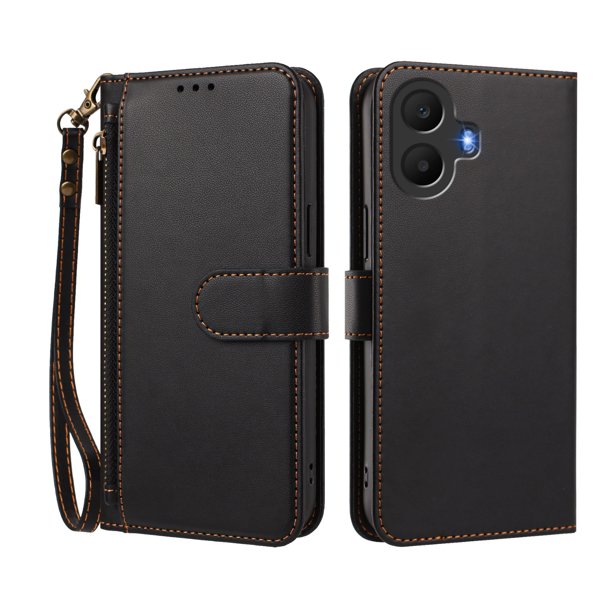 Funda Tipo Billetera para TCL K70 5G con Soporte y Bolsillo con Cierre Negro