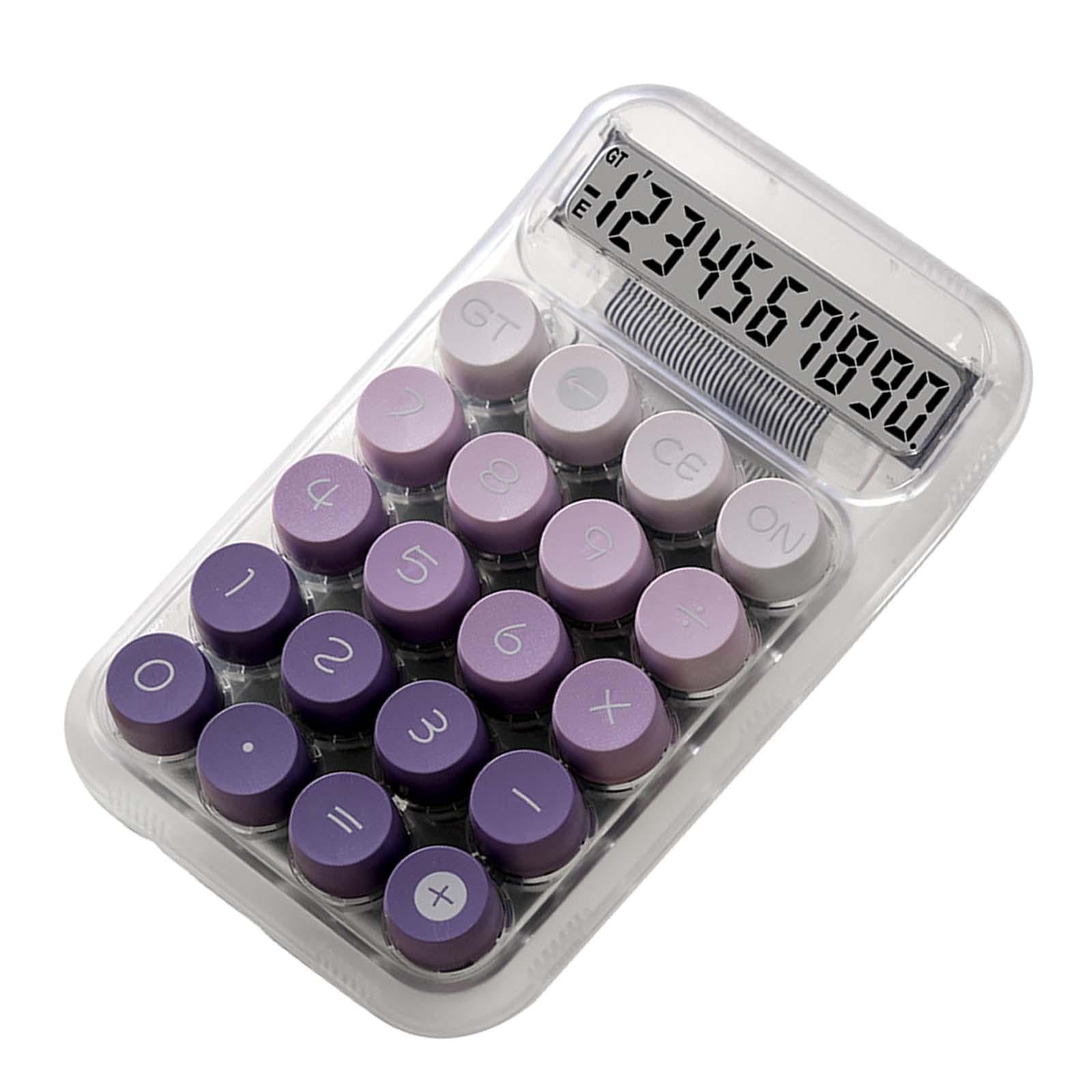 Magideal - Calculadora Mecánica Antideslizante De Fondo Transparente, Calculadora De Escritorio De 10 Dígitos Para Oficina Diaria Y Básica, Hogar, Estudiantes, Violeta
