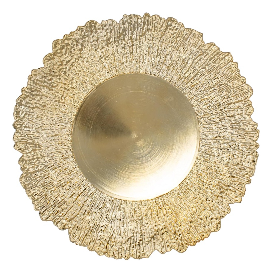 Genérico - Set 3 Plato Base Redondo Dorado Brillante Decorativo Jhn