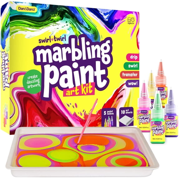 Kit de Arte con Pintura Marmolada Dan&Darci para Niños de 6 a 12 Años