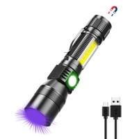 Xusx111 - Linterna Luz Negra, Linterna Recargable Usb Con Base Magnética - Luz Alta, Luz Lateral, 7 Modos, Zoomable, Impermeable - Antorcha Led Para Mecánica Detección De Manchas De Orina De Mascotas
