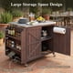 thumbnail image 3 of K&K 42.1" Outdoor Kitchen Island with Side Shelf, Outdoor Grill Cart with Storage Cabinet, Outdoor Kitchen Cabinet with Stainless Steel Top, Adjustable Shelf and 4 Wheels for Pizza Prep, Dark Brown, 3 of 3