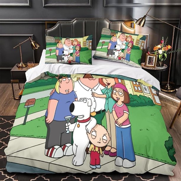 x933 Bed SheetsCustomisable Cartoon animation Bedding Set,Family Guy Bedding Set for Boys Adult Twin Size Duvet Cover Pillowcase Bed 3-Piece Bedding Set (1 Duvet Cover + 2 Pillow Shams) nj933