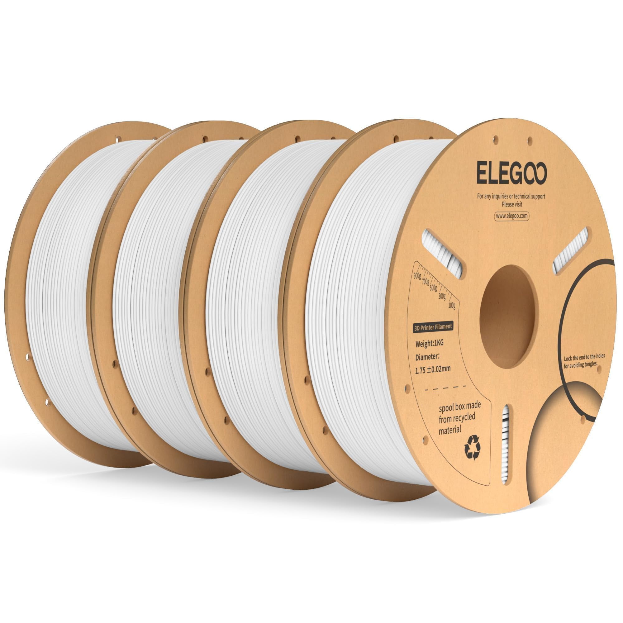 Filamento Para Impresora 3d Elegoo Pla Plus, 1,75 Mm, Blanco, 4 Kg