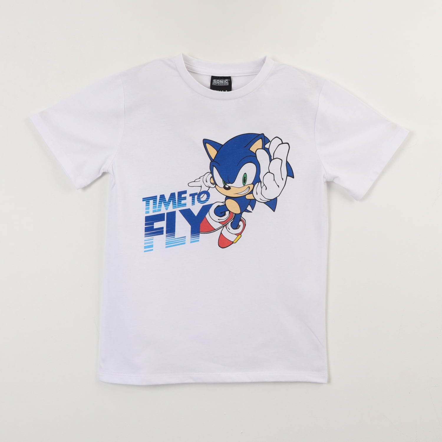 Polera Manga Corta Niño Blanco Sonic Time To Fly Sonic