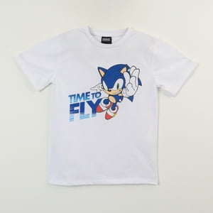 Polera Manga Corta Niño Blanco Sonic Time To Fly Sonic