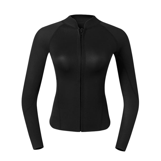 Chaqueta De Traje De Neopreno De 2 Mm Para Mujer UPF 50+ Protector De Erupción De Manga Larga Negro M