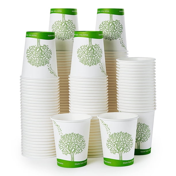 Vasos de papel compostables EcoliPak de 8 onzas, 300 unidades, con revestimiento de PLA
