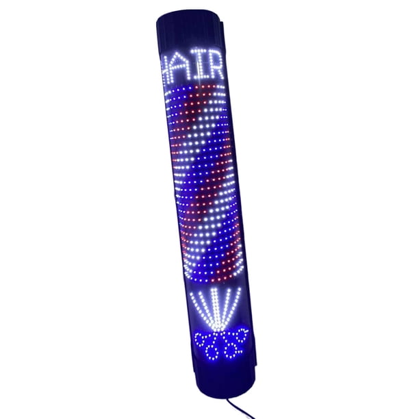 Peluquería Letrero abierto Giratorio Montado en la pared Rayas Novedad Iluminación Lámpara de pared Poste de peluquero Luz LED para fiesta en la calle Tijeras 120cmx20cm